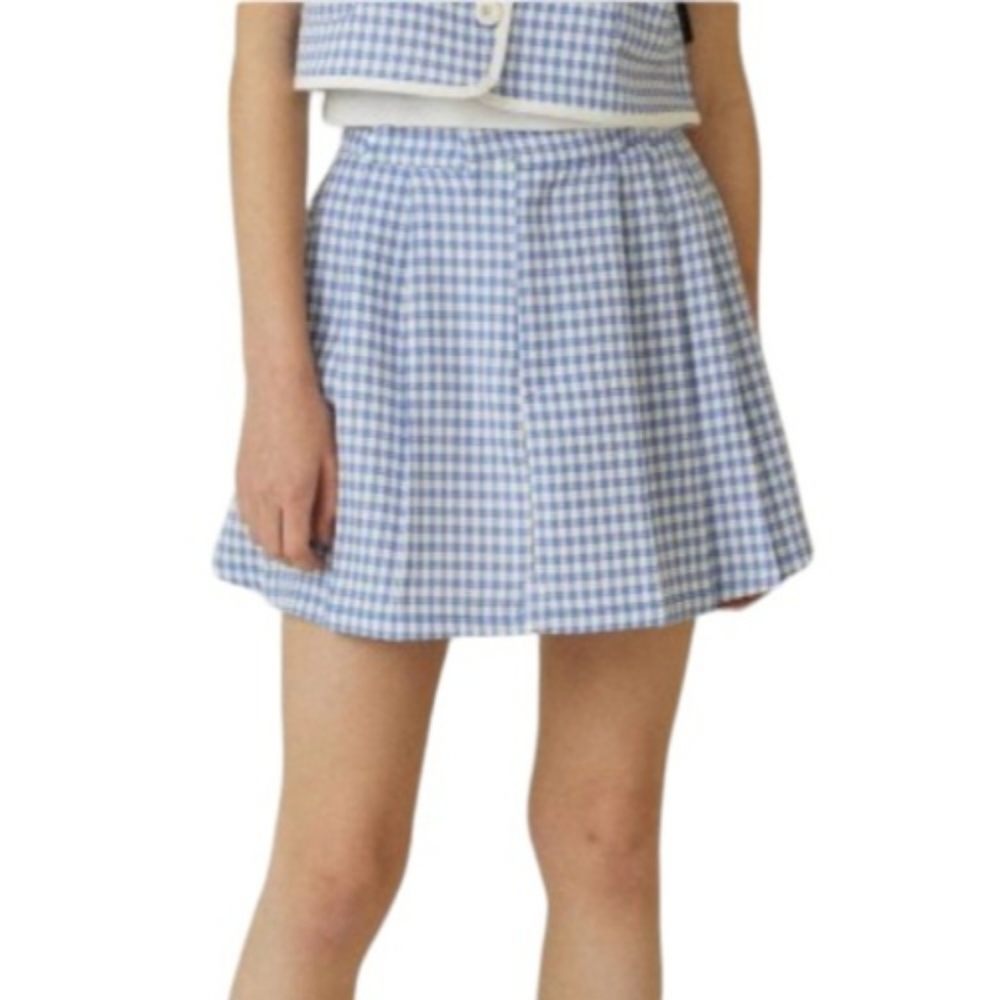 Zara Blogger Favorite Blue Gingham Skort With Pockets Size M